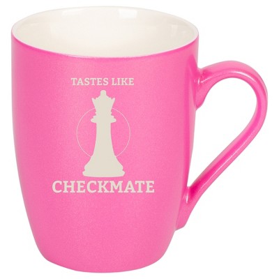 100 North Queen Chess Piece 10 Ounce Pink Metallic Finish, Comfortably Fits Your Hands, New Bone China Coffee Tea Cup Mug, Tastes Like Checkmate