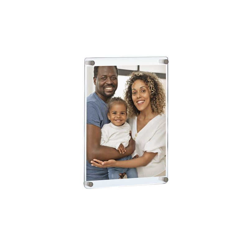 Azar Displays Floating Styrene Wall Frame with Rounded Edges, Silver Stand Off Caps: 22" x 28" Graphic Size, Overall Frame Size: 23.5"W x 31.5''H, 1 of 7
