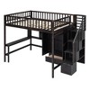 NicBex Full Size Loft Bunk Bed with Desk, Modern Wooden Bed Frame with Shelves, Wardrobe and Storage Stair for Bedroom - 4 of 4