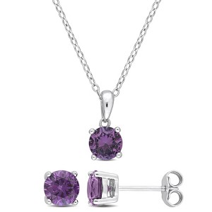 EVERLY JEWELRY | Sterling Silver Created Gemstone and Multiple Gemstones 2-Piece Set of Pendant with Chain and Earrings - 1 of 3