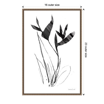 Paradise Botanicals I Black and White Canvas Print with Bronze Frame
