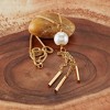 ELYA Women's Faux Pearl Stainless Steel Bar Tassel Drop Necklace - 4 of 4