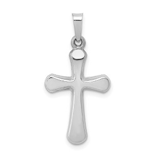 Black Bow Jewelry 14k White Gold Polished Rounded Hollow Cross Pendant - 1 of 4