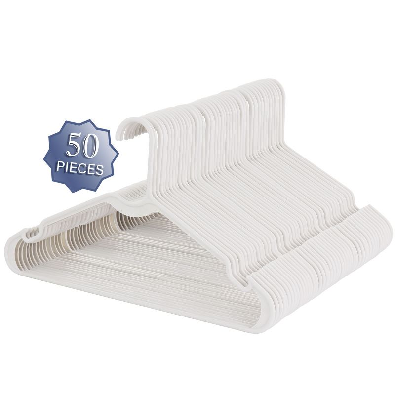 Elama Home 50 Piece Plastic Hanger Set with Notched Shoulders in White, 1 of 7