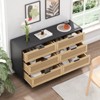 SKRAN 6 Drawer Dresser for Bedroom, Wooden Rattan Chest of Drawers with Metal Handles, Boho Farmhouse Organizer, 6-Drawers-Slide Rail - 2 of 4