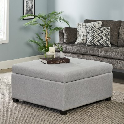 Lyngins Tufted Waffle Stitch Storage Ottoman, Contemporary Storage Bench with Birch Wood Legs, Work as Coffee Table, Foot Stool, Ottoman Bench