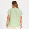 Women's Plus Size Jacquard Texture Smocked Shoulder V Neck Ruffle Sleeve Flowy Summer Casual Blouses - GRACE & GRANDEUR - 3 of 4