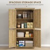 Gulches Bohemian 64"H Rattan Kitchen Storage Cabinet - 4 Rattan Doors, Adjustable Shelf, Natural, 31.5"W x13"D - 4 of 4