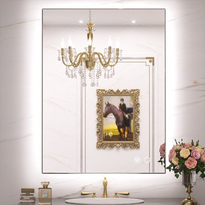 Keonjinn LED Backlit Bathroom Vanity Wall Mirror, 3 Color Temperatures Dimmable, Anti-Fog