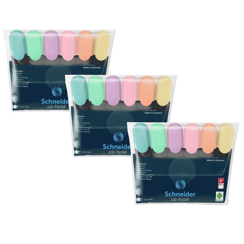 Schneider Job Highlighters Chisel Tip Assorted Pastel Colors 6 Per Pack 3 Packs (PSY115097-3), 1 of 3