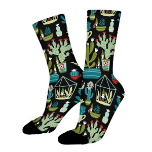 Cactus Women Printed Crew Socks Funny Funky Socks Soft Polyester Novelty Gifts for Artists Men - 1 of 1