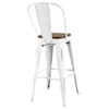 Promenade Steel Bistro Barstool with Bamboo Seat White - Modway - 4 of 4