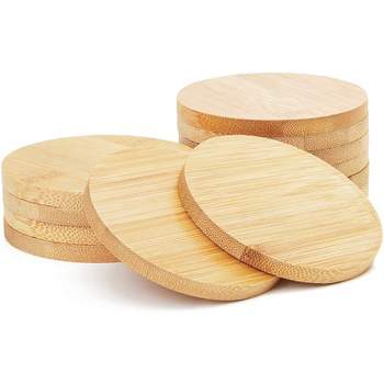 36 Pcs Unfinished Wood Coasters 4 Square and Round Wood Slices for Nature  Crafts Blank Wooden Coasters for Crafts and 132 Pcs Non Slip Dot Stickers