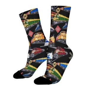 Train Collection Women Printed Crew Socks Funny Funky Socks Soft Polyester Novelty Gifts for Artists Men - 1 of 1
