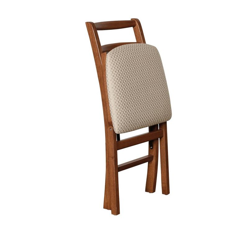 2pc Shaker Ladderback Folding Chairs with Blush Seat and Wood Cherry - Stakmore, 3 of 7