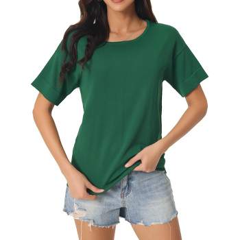 Seta T Women's Short Sleeve Summer Solid Color Basic Casual Knit T Shirts