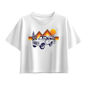 Girls' - Instant Message - Off Road Vehicle Stripes Short Sleeve Boxy Graphic T-Shirt - 1 of 3