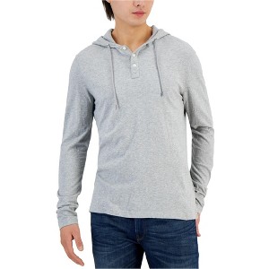 Michael Kors Mens Slub Long-Sleeve Henley Hoodie Sweatshirt - 1 of 1
