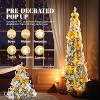 VINGLI 6ft Pre-Lit Pop Up Christmas Tree, 150 Lights, Flocked Pencil Design, Gold & Silver, Collapsible Holiday Decor - 3 of 4