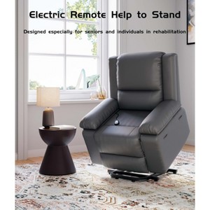 27" Wide Power Lift Recliner Chair for Elderly, Faux Leather w/ Heat, Massage & Adjustable Back and Legs, for Seniors or Mobility Impaired - 1 of 4