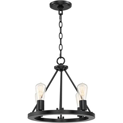 Lacey 17" Black Iron Rustic Farmhouse 4-Light LED Chandelier