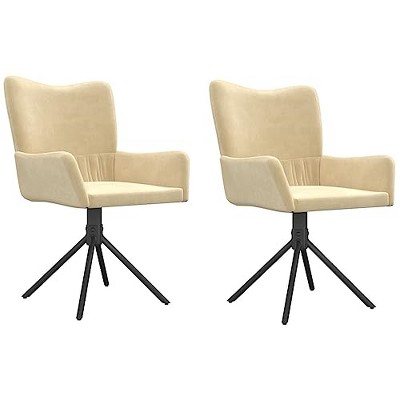 vidaXL Swivel Dining Chairs, 2 Pcs, Cream Velvet