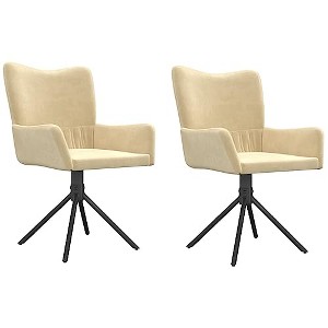 vidaXL Swivel Dining Chairs, 2 Pcs, Cream Velvet - 1 of 4