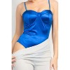 Slickblue Hot Pink/Red/Royal Women's Sweetheart Neck Bodysuit with Rhinestone Straps, Size S-L - 4 of 4