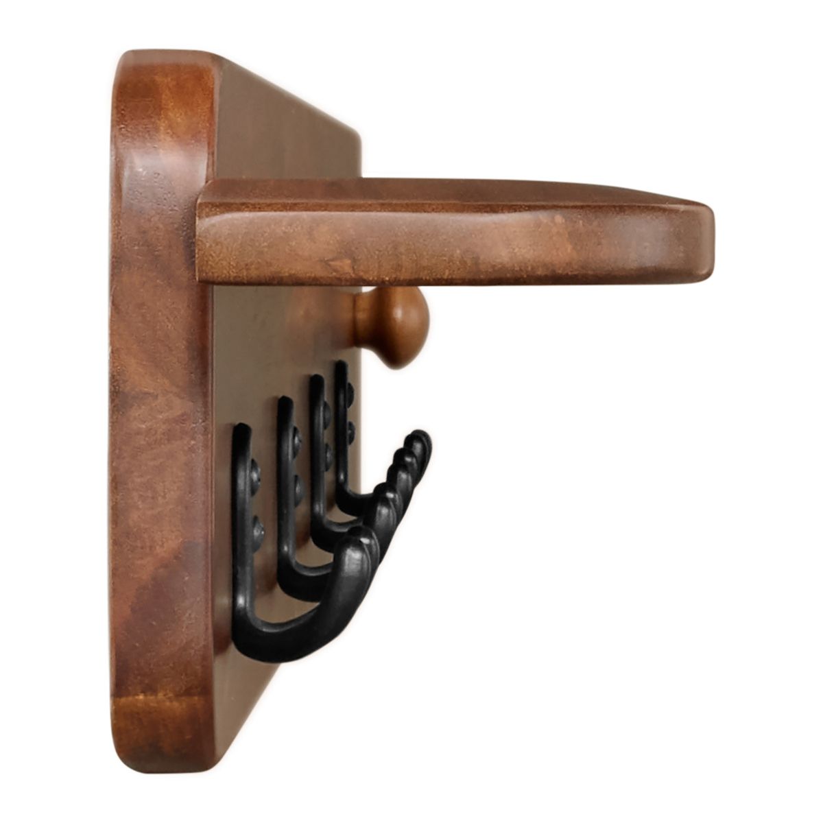 Alaterre Furniture Calais Coat Rack with Shelf, Wall Mount Shelf with 4 Coat Hooks and Peg, Acacia Wood Wall Hangers, Warm Chestnut - thumbnail 7