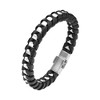 Men's Steel Art Stainless Steel with Black Leather Thread Bangle Bracelet (8") - 2 of 4