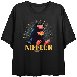 Fantastic Beasts Niffler Clutching Gold Coin Junior's Black T-shirt - 1 of 2