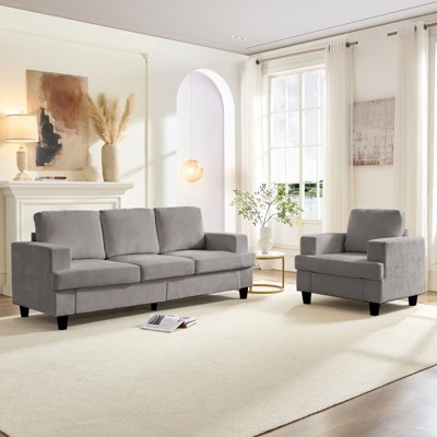 Mjkone 82" Width 2 Piece Living Room Sofa Set, 3 Seat Sofa with Armchair, Modular Sectional Couch Furniture Sets