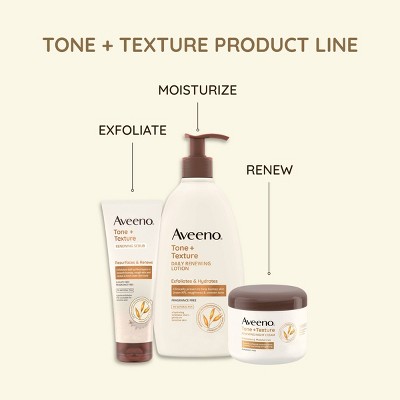 Aveeno Tone + Texture Renewing Body Night Cream, Fragrance-Free, 8oz: Sensitive Skin, Whole Body, Paraben-Free, Noncomedogenic