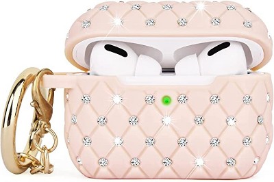 Worryfree Gadgets Case Compatible With Apple Airpods Stylish Bling Tpu Cover  Full Protective Pro Charging Case Skin Cover With Keychain - Pink : Target