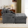 Whisen Modern Oversized Chair with Ottoman, Chenille Fabric Comfy Sofa Bed with Cupholders and USB Charging Ports - 3 of 4