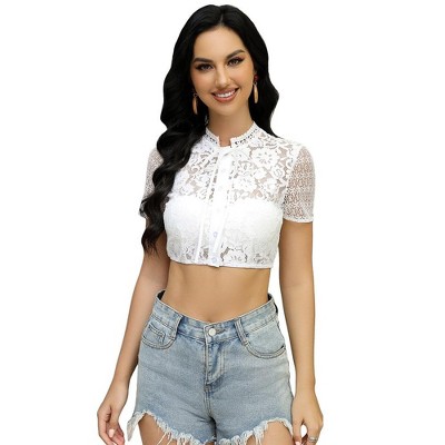 Whizmax Women's Costume Traditional Dirndl Blouse Beer Garden Crop Top Beer Girl Costume