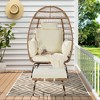 TiramisuBest Oversized Wicker Egg Chair with Cushion & Pillow, 600lbs ¨C Indoor/Outdoor for Porch/Backyard/Balcony (Beige) - 2 of 4
