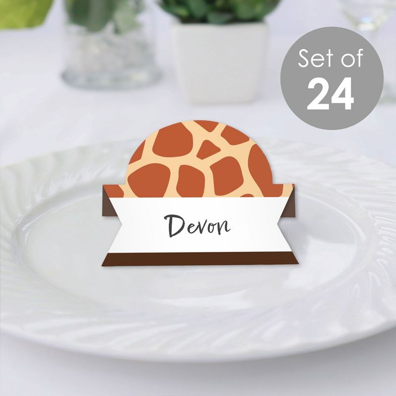 Big Dot of Happiness Giraffe Print - Safari Party Tent Buffet Card - Table Setting Name Place Cards - Set of 24, 2 of 9