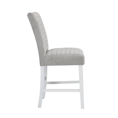 Elizaveta Gray Velvet and White Wood Counter Chair Set