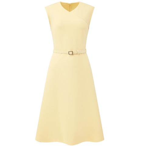 Женские платья INSPIRE CHIC Women's Sleeveless V Neck Elegant Cocktail Party A Line Dresses Large Light Yellow