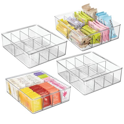 Mdesign Linus Plastic Divided Kitchen Cabinet Organizer Box, Clear - 10 ...