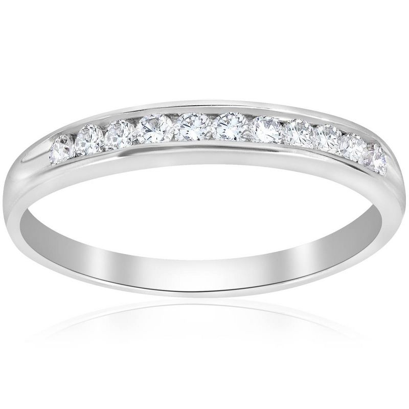 Pompeii3 1/4ct Diamond 10k White Gold Wedding Anniversary Guard Ring, 1 of 7