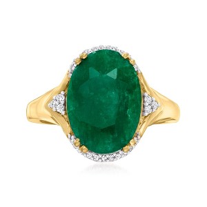 Ross-Simons 4.80 Carat Emerald Ring With Diamond Accents in 18kt Gold Over Sterling - 1 of 4