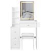 Compact dressing table with stool, USB socket, and touch-activated LED mirror with three-color lighting, suitable for bedrooms. - 4 of 4