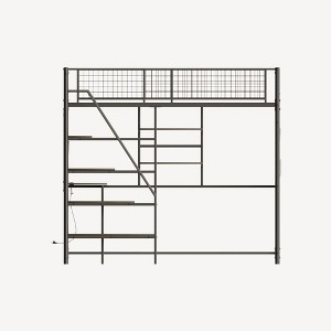 Bellemave Full size loft metal bed with black for bedroom and dormitory, with built-in charging station and LED lighting - 1 of 3