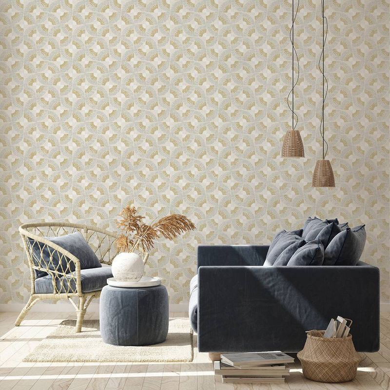 Tempaper Grasscloth Fans Peel and Stick Wallpaper Canary Gold, 4 of 8