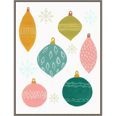 22" x 30" Modern Holiday II Ornaments Framed Wall Canvas - Amanti Art