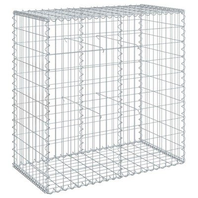vidaXL Gabion Basket with Cover - 39.4"x19.7"x39.4" Rectangular Galvanized Iron - Weather-Resistant, Tool-Free Assembly, Customizable Outdoor Use