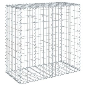 vidaXL Gabion Basket with Cover - 39.4"x19.7"x39.4" Rectangular Galvanized Iron - Weather-Resistant, Tool-Free Assembly, Customizable Outdoor Use - 1 of 4