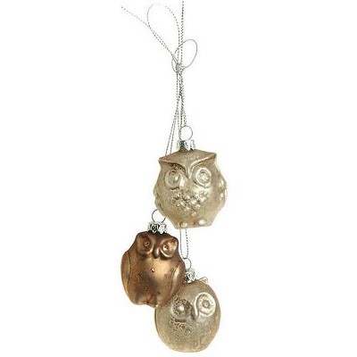 Raz Imports 7" Enchanted Forest Glass Owl Christmas Ornament Cluster